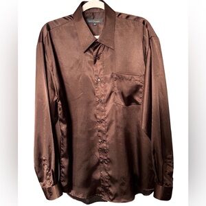 INCITI LeColleziom CHOCOLATE Brown Button Down Blouse